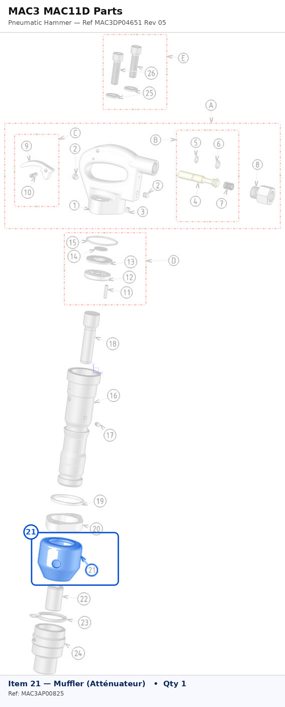 MAC11D Muffler - MAC3AP00825